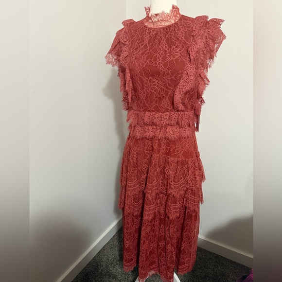 Rachel Parcell Lace Midi Dress in Rust - Picture 4 of 8
